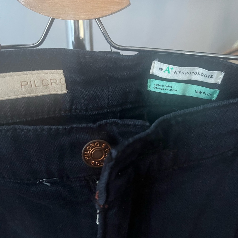 Anthropologie Distressed Black Straight Leg Jeans - Picture 3 of 7